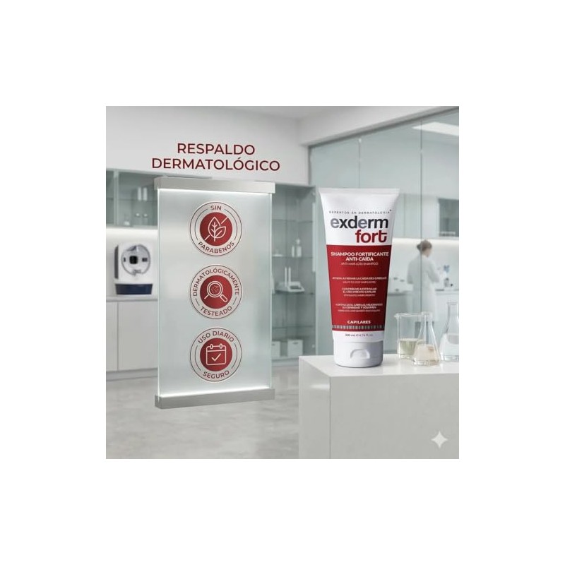 Exderm Fort Shampoo Anticada con Biotina Tratamiento Fortificante Estimula Crecimiento