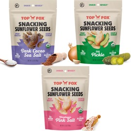 Top Fox Snacks Sunflower Seeds To Eat (Himalayan Salt, Dark Cacao Salt & Sea Salt, Dill Pickle Variety, 5.5 oz, Pack of 6) – Keto Friendly Snacks, Gluten Free Snacks, Protein Snacks, & Vegan - Organic