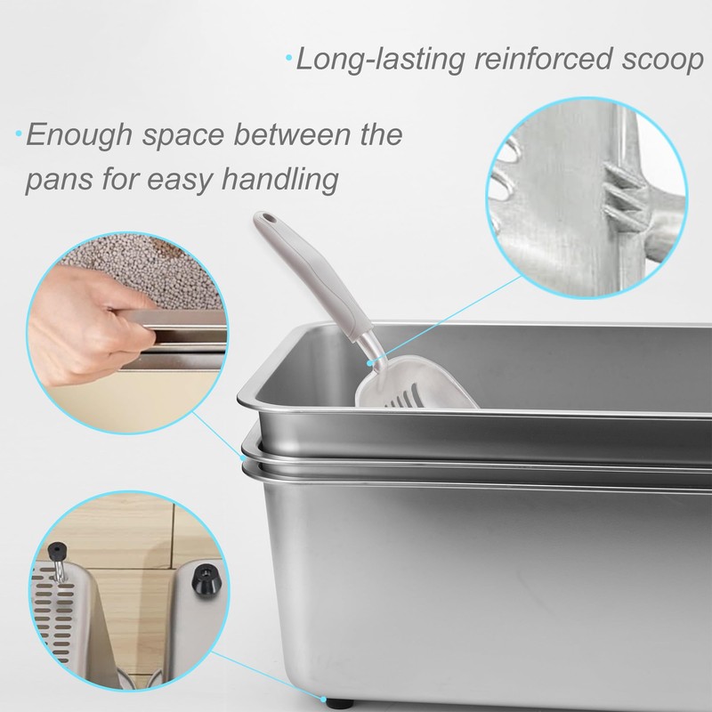 Sorstrem Stainless Steel Cat Sifting Litter Box for Pine Pellets