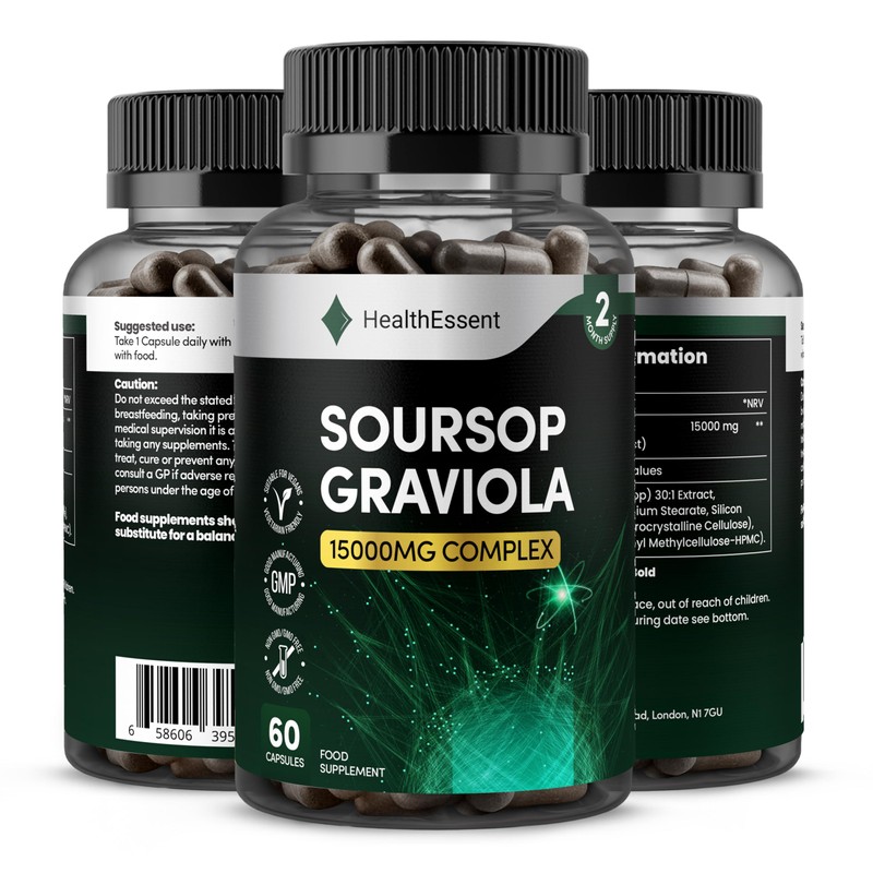 Soursop Graviola Fruit Extract Capsules, 15000mg High Strength Complex -