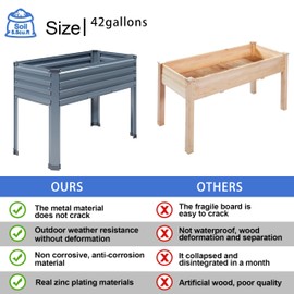 DIIYIV Galvanized Raised Garden Bed with Legs,2PCS 48×18×30in Elevated Planter Box for Backyard,Outdoor Garden, Patio, Balcony, 300lb Capacity,Grey