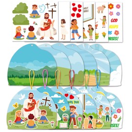 DONCIDAY DIY Make an Easter He Lives Scenes Sticker Jesus Resurrection Craft Kit DIY Tree Ornaments for Kids Classroom Party Reward & Activity Gift