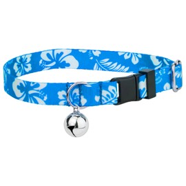 Country Brook Petz - Blue Hawaiian Cat Collar - Summer Breeze Collection Featuring Sunny Designs