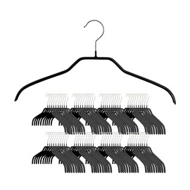 Mawa Narrow Petite Clothing Hangers, Steel Hanger with Non-Slip Coating, for Shirts, Dresses, Suits, Camisoles, Jackets, 360-degree Rotatable Hook, Set of 80, Black