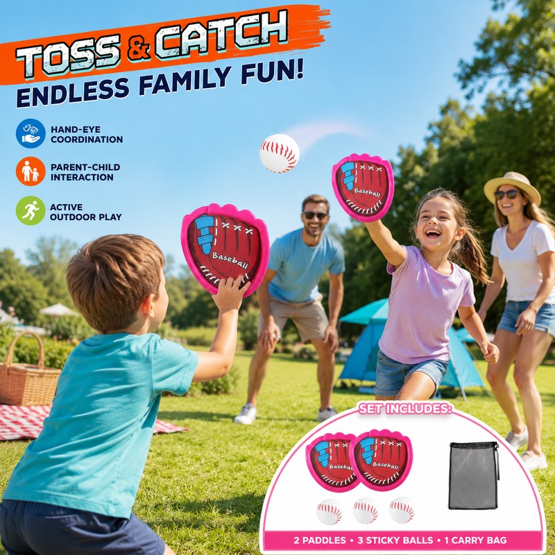Kids Velcro Paddle Ball Set for Outdoor Play – Sticky