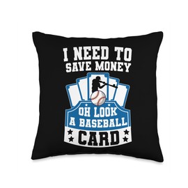 Funny Baseball Card Collector Rare Baseball Cards Throw Pillow