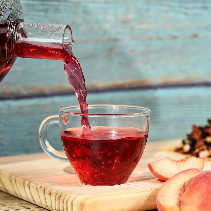 Teavivre Sweet Peach Hibiscus Fruit Tea, Caffeine Free Loose Leaf