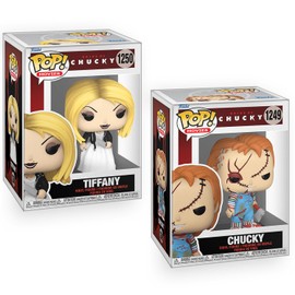 Epic Collectibles Pop Bride of Chucky - Set of 2 - Chucky and Tiffany Vinyl Figures Bundle with Compatible Funko Box Protector