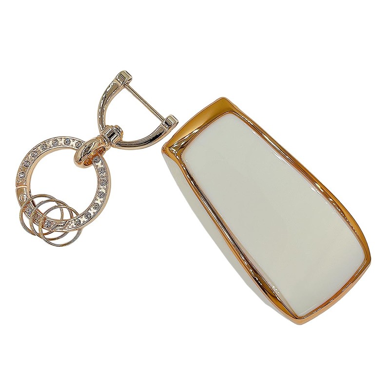 OVIOBOER For Benz Key Fob Cover with Keychain, White Soft