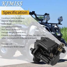 KIMISS Motorcycle Disc Brake Bump Saddle Assembly for ATV Quad Motocross, black