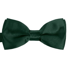 BomGuard Children's Boy's Bow Tie - Baby Child Bow Adjustable Length Shiny Silk Effect, fir green