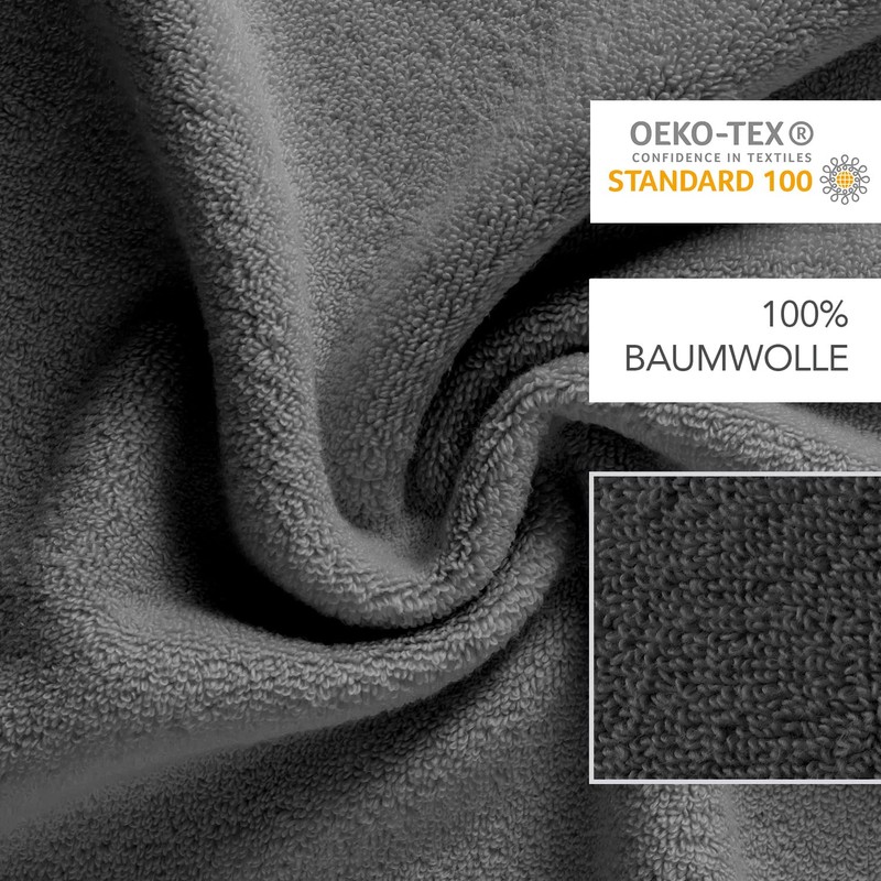 La Vida Premium Bath Towel Set 4-Piece Anthracite, 100% Terry