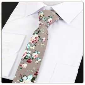 Men's Tie Floral Fashion Neck Ties Causal Formal Occasion Wedding Business (Grey)