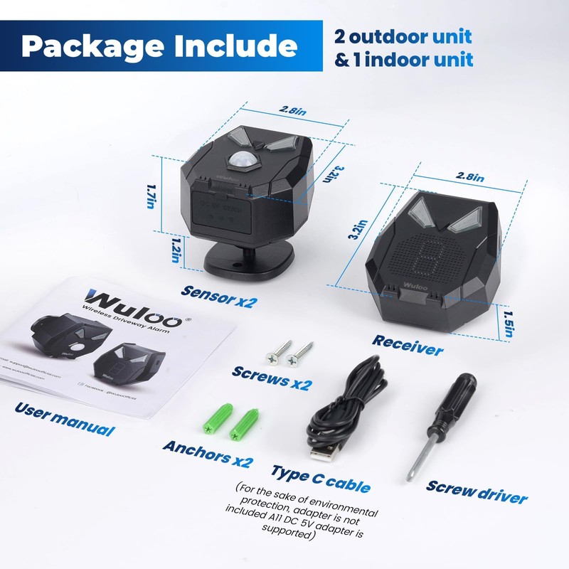 Solar Wireless Driveway Alarm, Outdoor Motion Sensor Detector Alarms Driveway