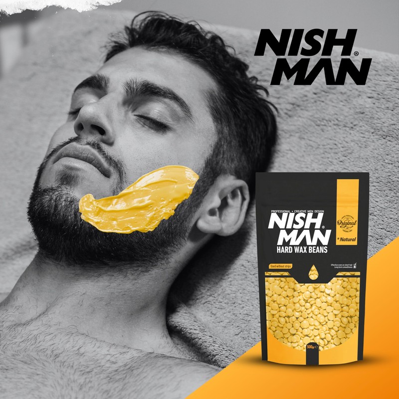 NISHMAN Hard Wax Beads, Natural, 500g | Painless, Gentle Hair
