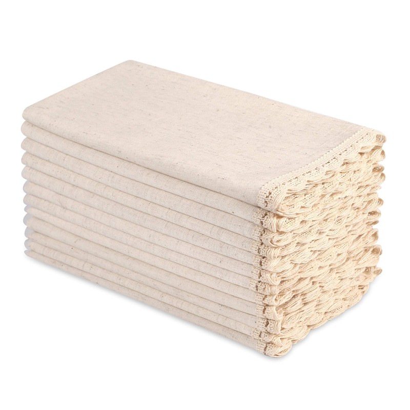 Servilletas de tela de lino de algodón con encaje y