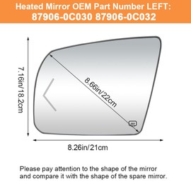 Senzeal Driver Side Heated Mirror Glass Replacement with Turn Signal for Toyota Tundra 2007-2020 Toyota Sequoia 2008-2017 87906-0C030 (Left Side)