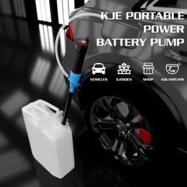 KJE Portable Battery Powered Operated Liquid Transfer Pump, Gasoline Diesel Water Fuel Multi-Function Electric Siphon Pump, 2.2 GPM, Upgraded with Filter Bag and Clip