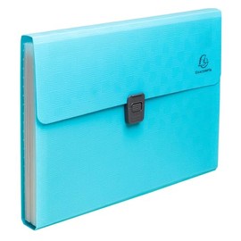 Exacompta - Ref 55299E - 1 Expanding File Pop'N Co - Recycled PP Cover and PP Interior - Expandable Back - Snap Closure - 13 Compartments - Dimensions: 33 x 25 cm - Cyan