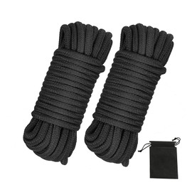 Soft Cotton Rope, 32 feet / 10m Rope, 8mm Thick, Soft Rope, Long Rope, Soft Tying Rope (Black+Black)