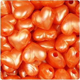 BeadTin Orange Pearl 18mm Heart Plastic Pony Beads (24pcs)