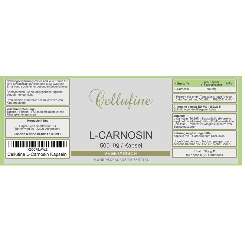 Aportha L-Carnosine 500 mg 90 Capsules