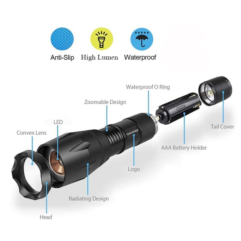GaiGaiMall Military Red Light Flashlight Single Mode tactical red Torch