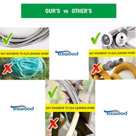 SIXWOOD Metal Garden Hose 25FT, Stainless Water Hose with Adjustable Nozzle Sprayer, Heavy Duty Hoses for Yard, Outdoor - Flexible, Never Kink & Tangle, Puncture Resistant,