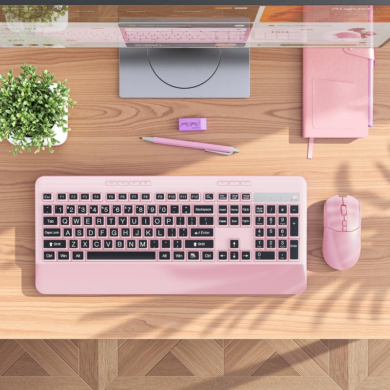 KOPJIPPOM Wireless Keyboard and Mouse Set with Quiet Keys, 2.4G