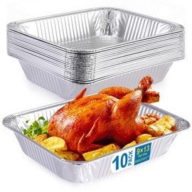 Homewarm Aluminum Foil Pans 9x13 Disposable - Half Size Aluminum Foil Chafing Dishes for Buffet, Tin foil Turkey Sheets Tray Chafing for Cooking, Baking, Storing, Food Prepping (10 Pack)