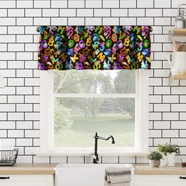 GoDazzling Animals English Alphabets Kitchen Curtain Valance, Kid ABC Education Preschool Cute Cartoon Wildlife Window Valance, for Bedroom Living Room Cafe Bathroom 1 Panels W54xL18in
