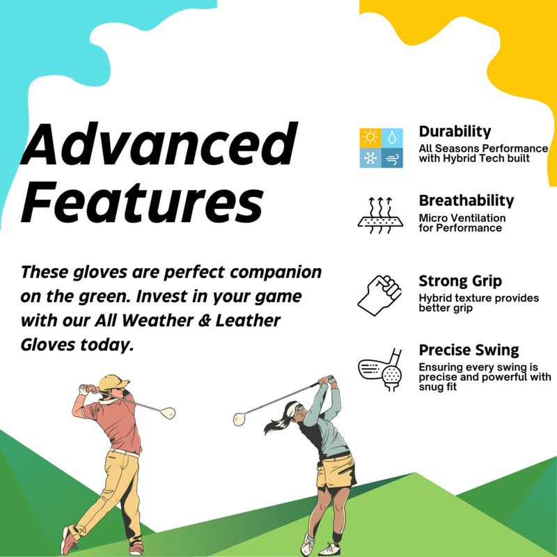 H-Cube All-Weather Microfiber Golf Gloves Men Right Handed Golfer Large