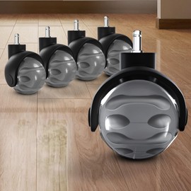 Office Chair Wheels for Carpet Set of 5 Replacement for Office Chairs Mat Safe for All Floors Including Hardwood 2 Inch Rubber Replacement Smooth & Silent Universal Size (11x22 mm) Grey