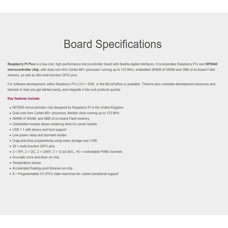 DIGISHUO 2Pcs Raspberry Pi Pico Microcontroller Board with Flexible Digital