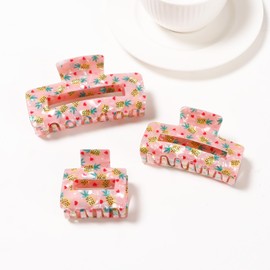 Korean Style Fruit - Patterned Shark Clips (3 Sizes) - Suitable for All Hair Types & Volumes, Perfect for Any Occasion - Must - Have Hair Accessory for Women (pineapple)