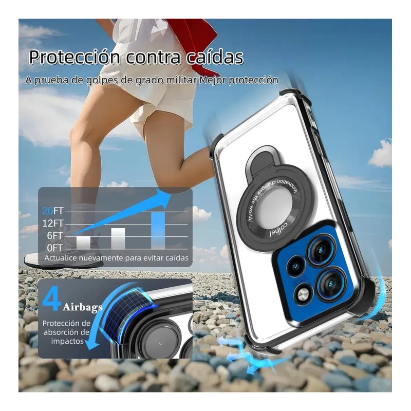 Funda Para Moto Edge 50 Neo Anti-caída Con Soporte De