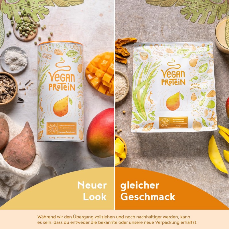 Vegan Protein - MANGO - Vegetable Protein Powder from Sprouted