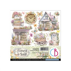 Ciao Bella 6x6 Flower Shop Fussy Cut Pad - 24 Sheets, 16 Designs, FSC Certified Paper, Acid & Lignin Free, Made in Italy