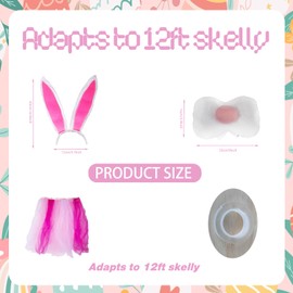 CIXICM 12 ft Easter Skeleton Costume Accessories Set Includes Bunny Ear Nose Decoration Gauze Skirt for Giant Skelly Easter Decorations Outdoor Garden Lawn