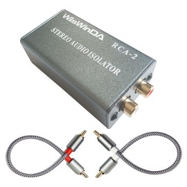 WisWinDa Noise Isolator RCA Pro Audio Hum Eliminator (No Affects Bass) Noise Filter Aluminum Shell Quality Isolator Transformer for Home Theater Car Audio Player HiFi Stereo Plug&Play (Silver-Gray)