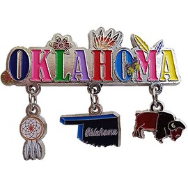 State of Oklahoma 3 Charm Refrigerator Souvenir Magnet