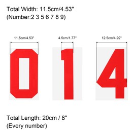 sourcing map Iron on Numbers 0 to 9 Heat Transfer 8" Red Single Number for Team Uniform, Sports T-Shirt, Football, Basketball, Baseball Pack of 24