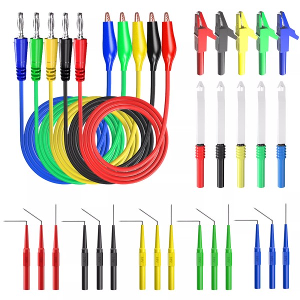Cleqee Back Probe Kit 30PCS Banana Plug to Copper Alligator
