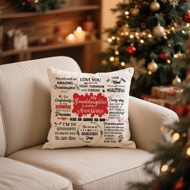 Aconesong My Granddaughter is Pretty Awesome Gifts for Her Birthday Christmas Decorative Throw Pillow Covers 18x18 Inch Modern Farmhouse Home Decor for Sofa Living Room Couch Bed (Granddaughter)