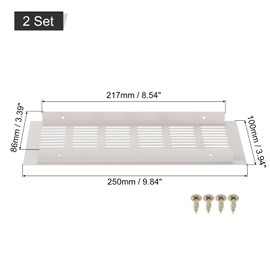 sourcing map 2Pcs Rectangle Ventilation Grille Aluminum Alloy Mesh Air Vent Covers, 250x100mm