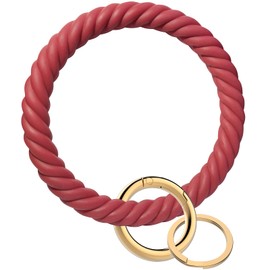 Idakekiy Key Chain, Silicon Wristlet Keychain Bangle Keyring Bracelet Holder for Women Girl (Red)