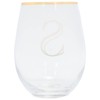 Mary Square Monogrammed S Gold Foil 16 ounce Glass Stemless