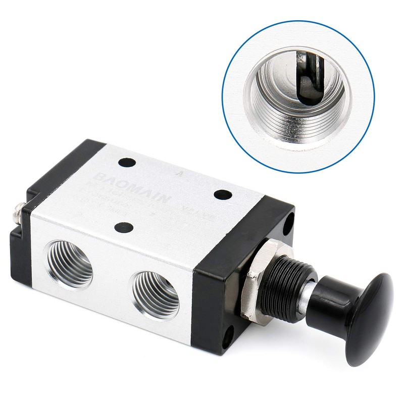 BAOMAIN Manual Hand Pull Air Valve, 1/4" PT 3 Port