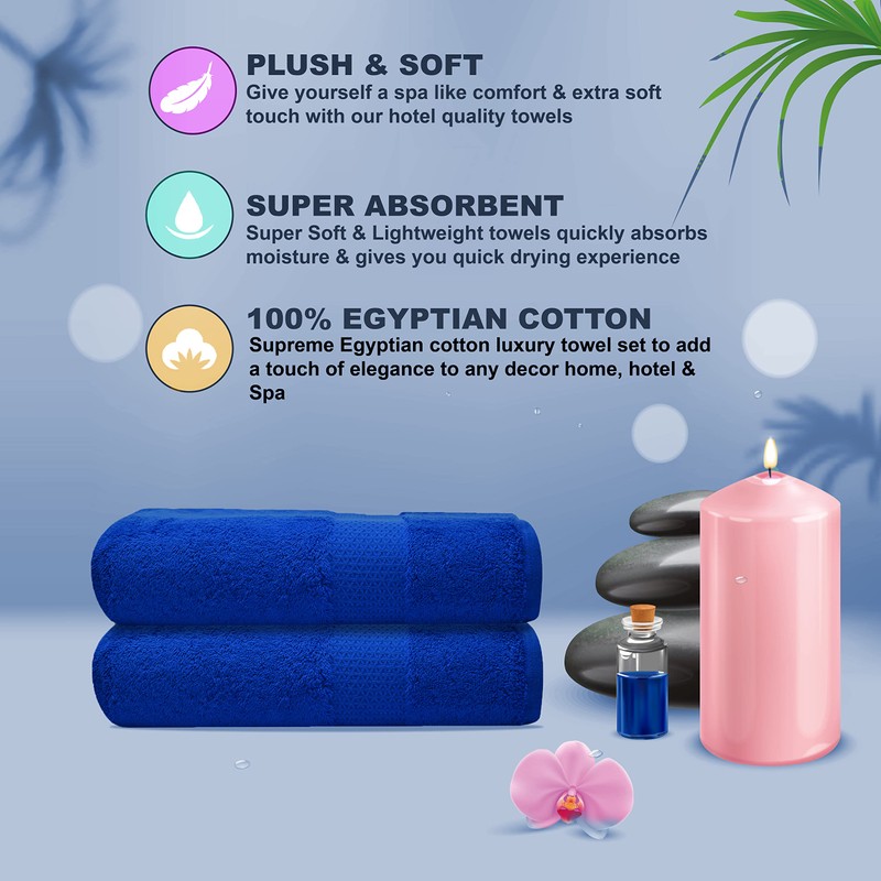 Towelogy® Premium Large Hand Towels Set 100% Combed Ring Spun
