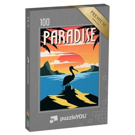 puzzleYOU: Puzzle 100 Teile „Paradise Beach - Vintage Design“